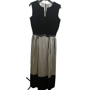 Vtg 1960's Long Maxi Dress Velvet & Satin Striped Formal Dress Sz‎ Small EUC